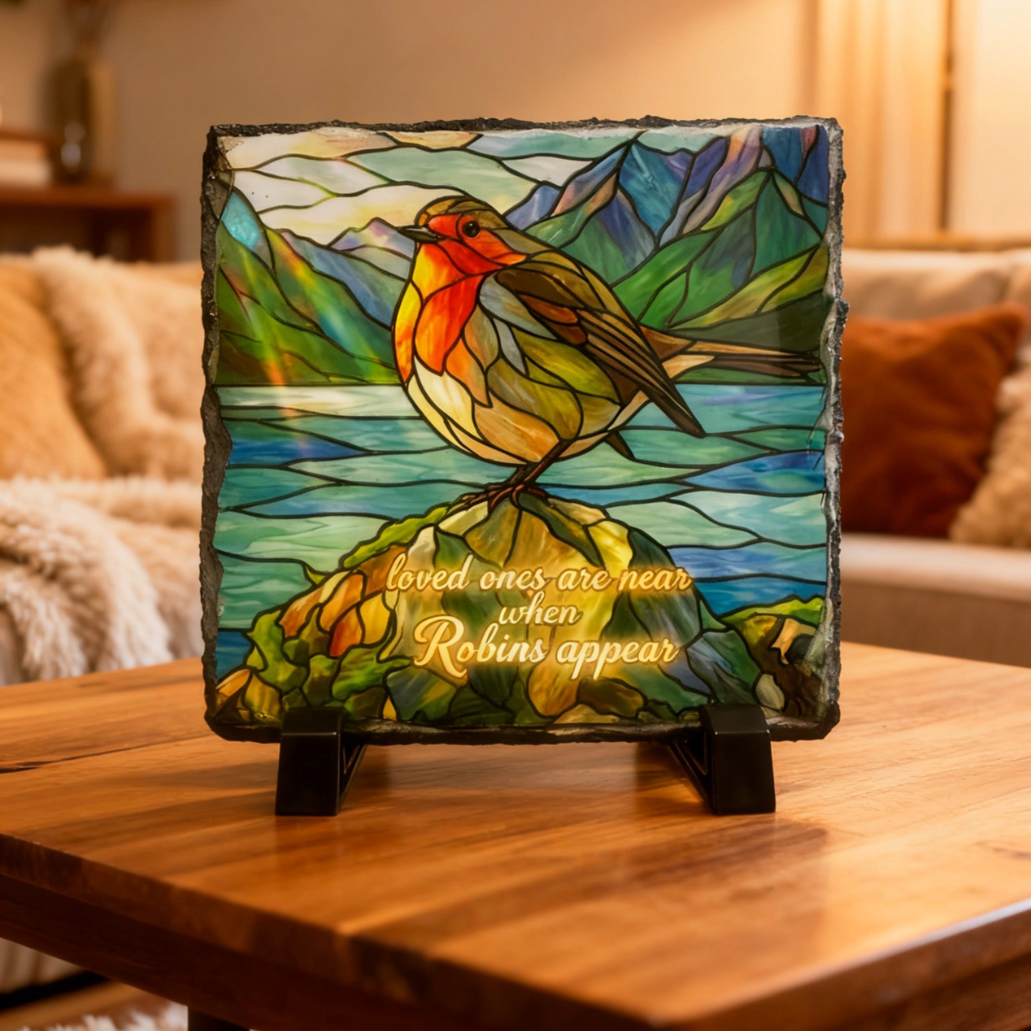 Robins appear slate with stand