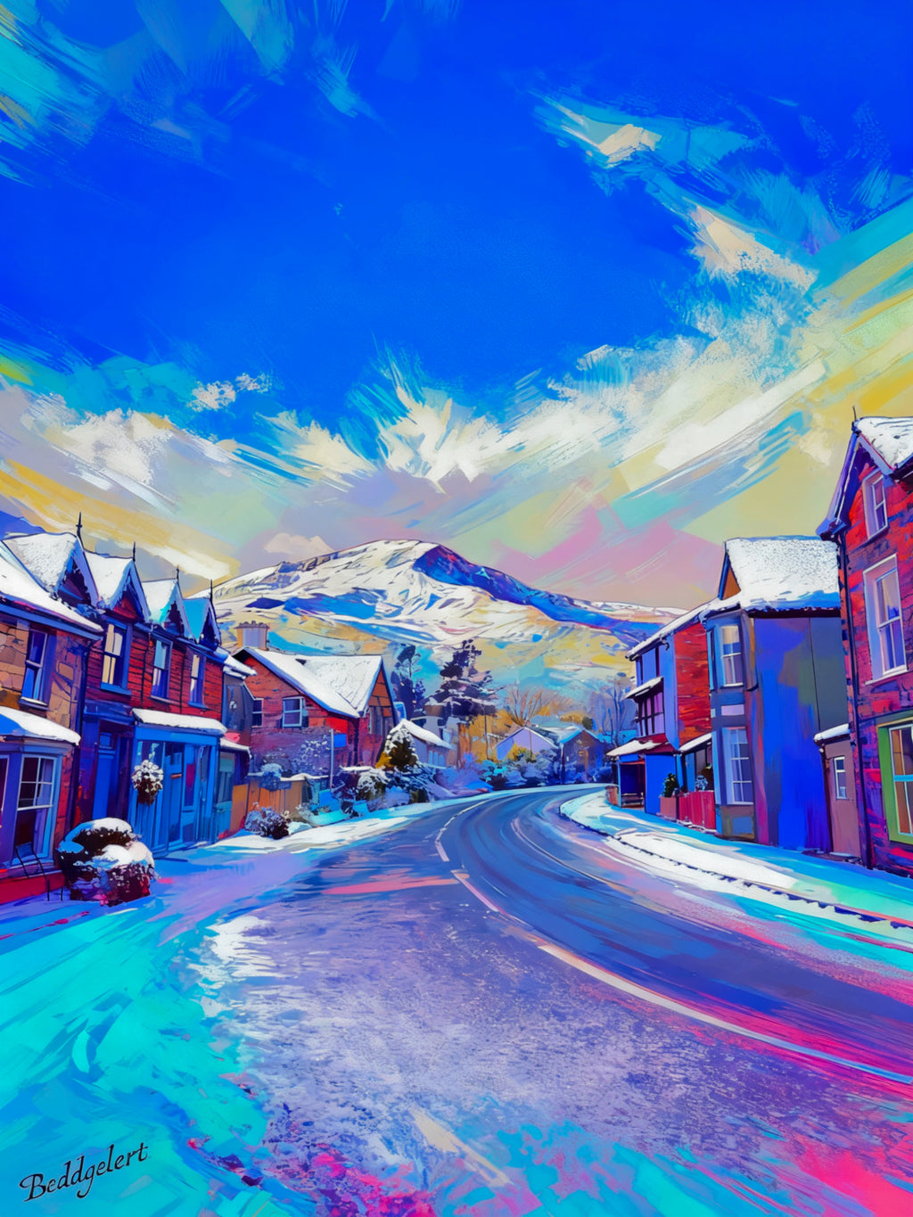Beddgelert in the snow. greetings card