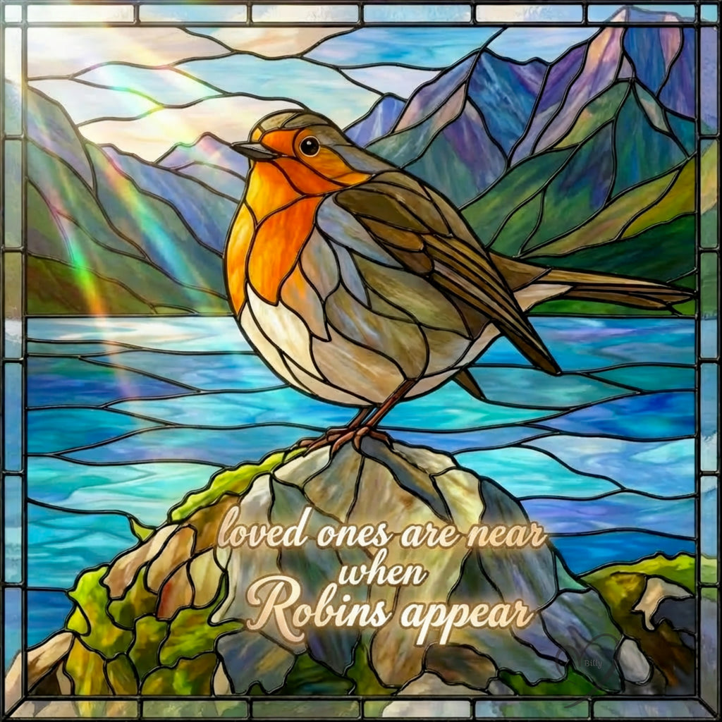 Robins appear memorial slate 15cm x 15cm