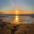 Dinas Dinlle Sunset Greetings Card. 150mm x 150mm