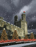 Caernarfon Castle Christmas scene greetings card