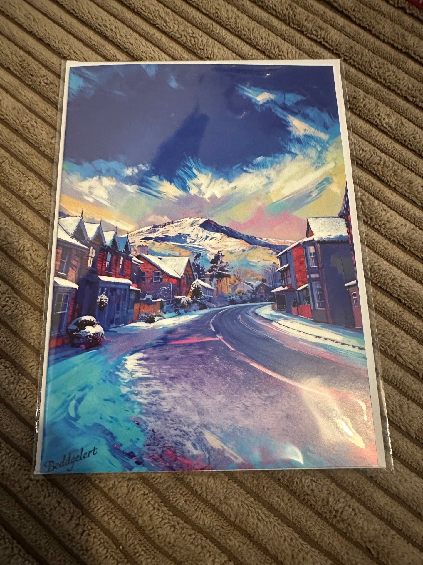 Beddgelert in the snow. greetings card