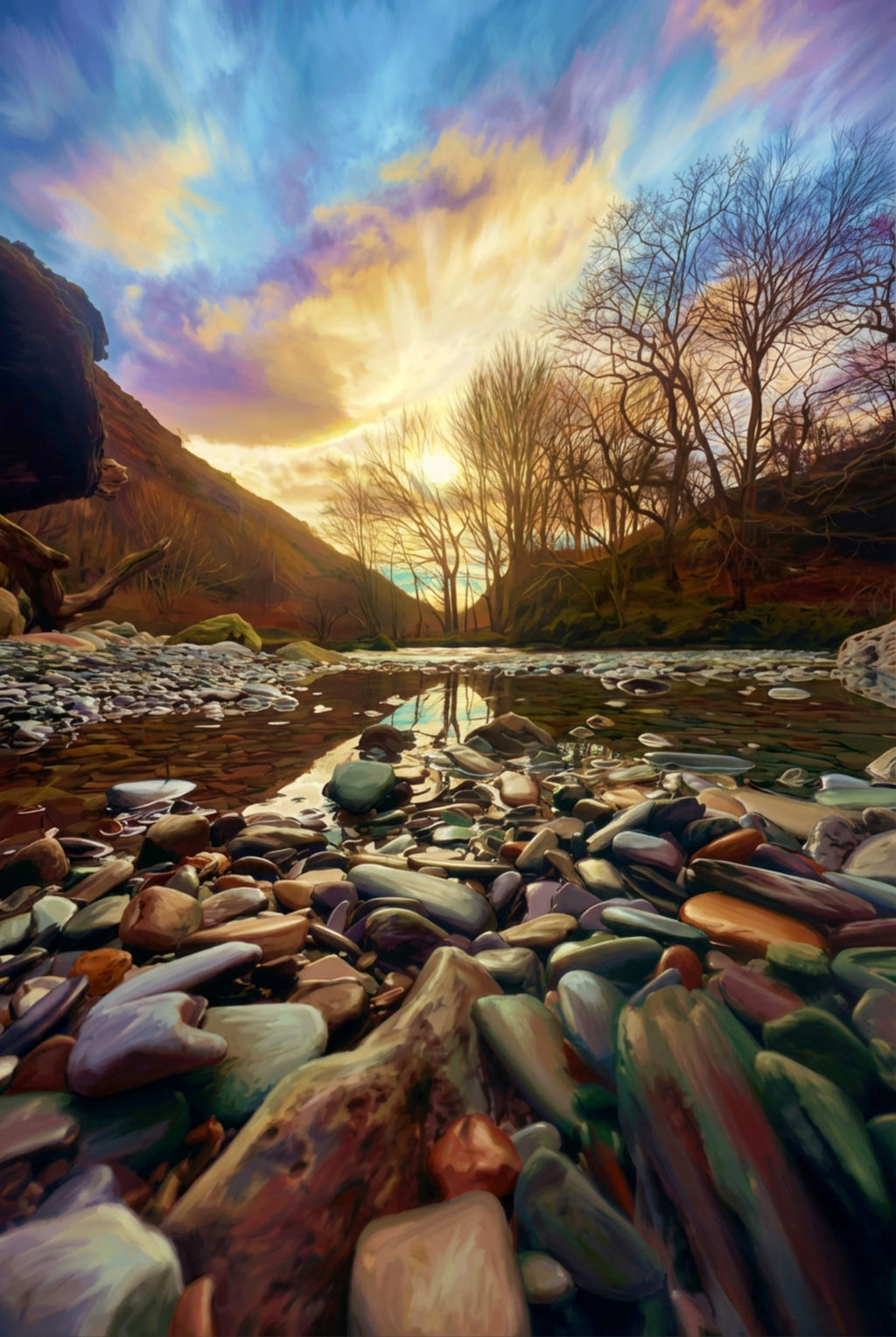 Afon Glaslyn Pebbles, Beddgelert. Greetings card