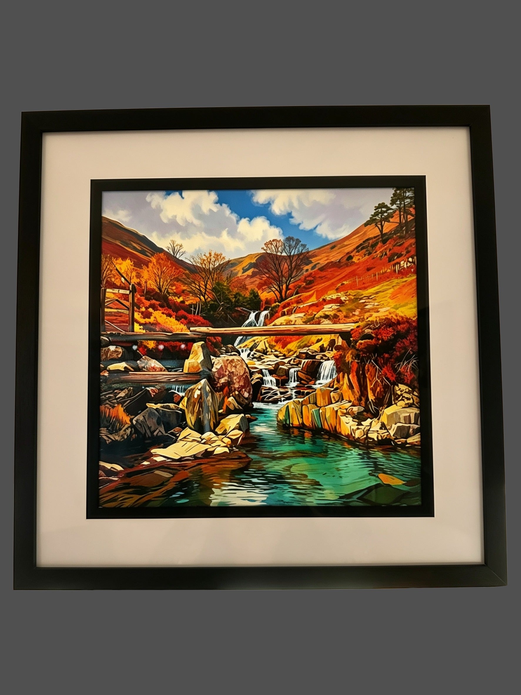 Large framed Watkin pool and stone bridge image