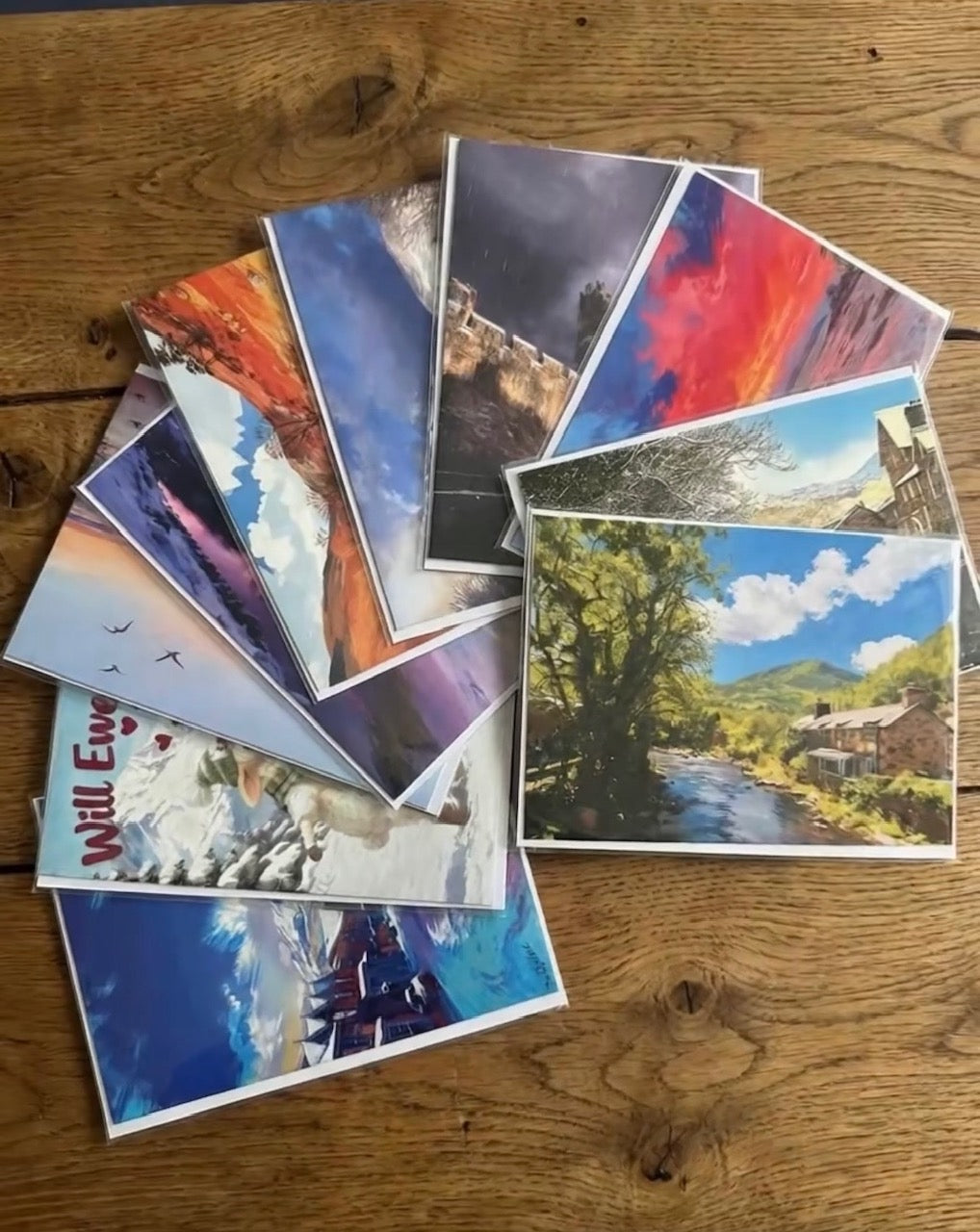 Collection of  greetings card with various scenic images of Eryri. trial pack of 5