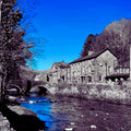 Beddgelert blue colour pop greetings card 150mm x 150mm