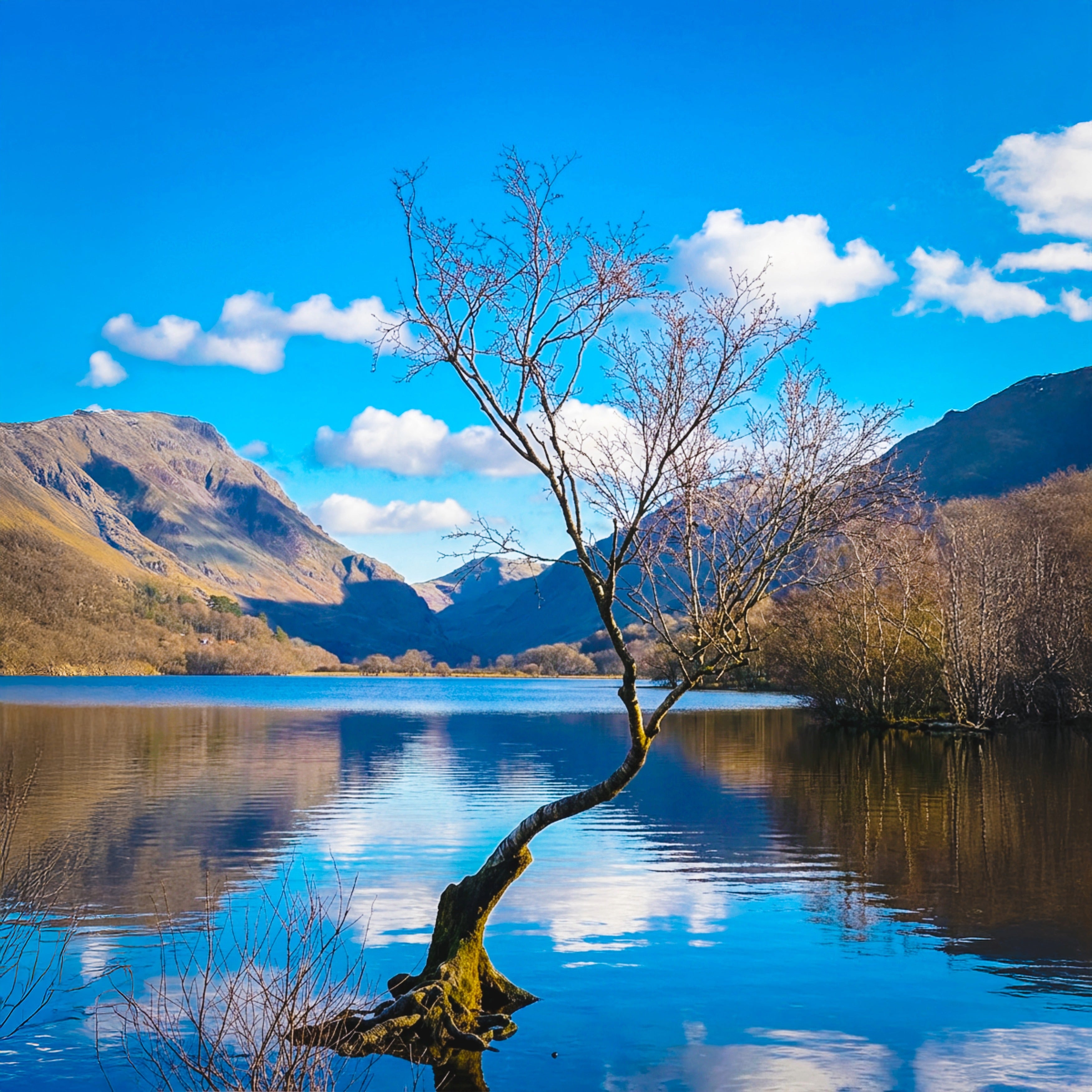 The Lonely Tree, Llanberis, 150mm x 150mm greetings card.