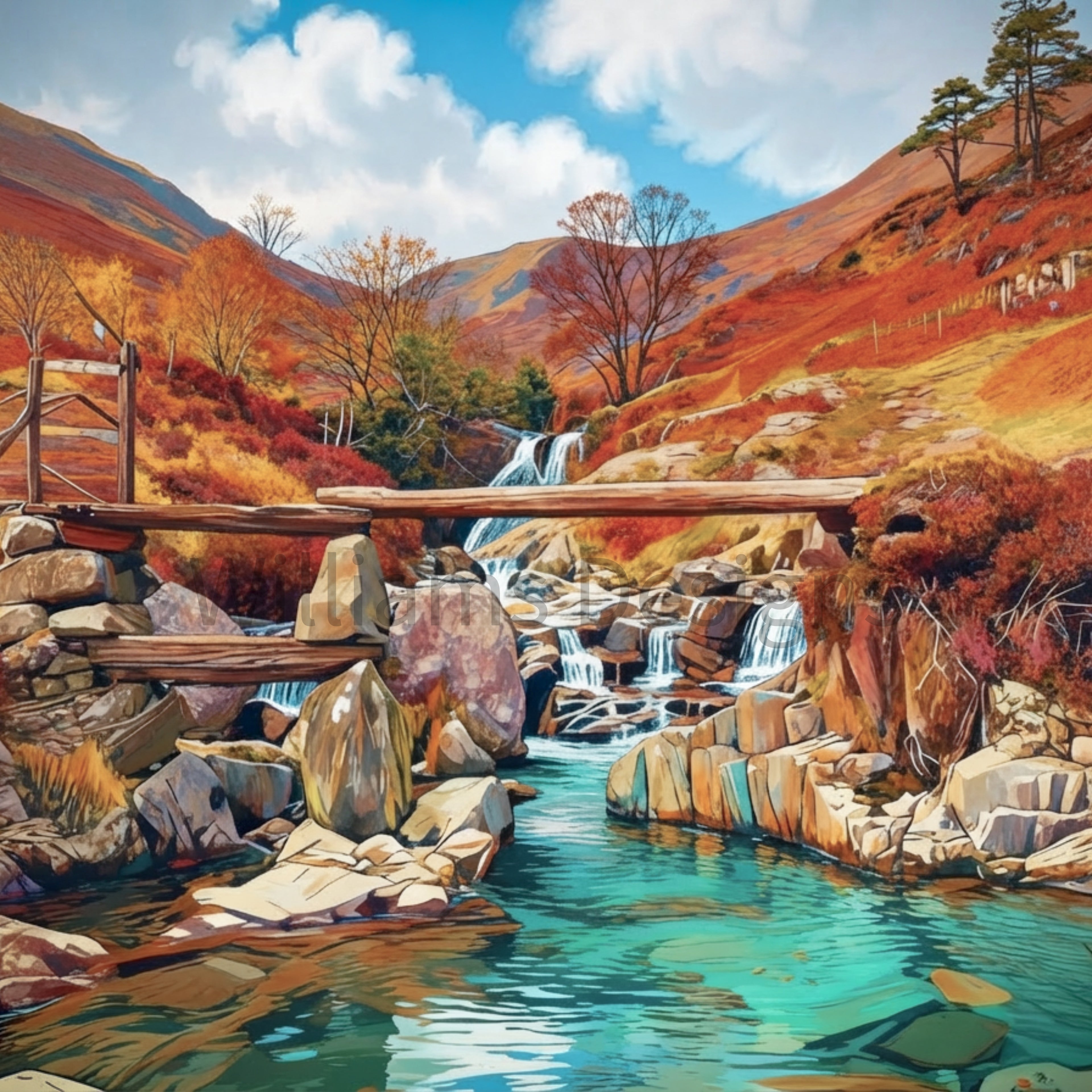 Llwybr Watkin/Watkin Path Pool. 150mm x 150mm greetings card